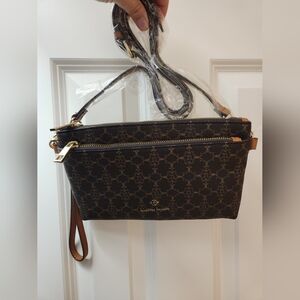 Nanette Lepore Dark Brown Patterned Crossbody Bag